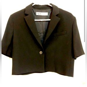 Zara cropped short sleeve black blazer